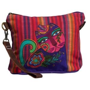 Laurel Burch Colorful Cat Elena Wristlet Purse Pouch Bag for Women Zip Top‎